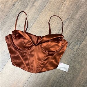 NWT Satin Rust Corset Top